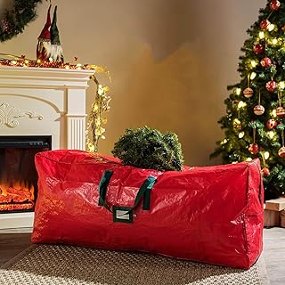 クリスマスツリー収納袋、600Dオックスフォード生地、耐久性のある強化ハンドルとジッパー付きで保管が簡単、防水素材で雨や風から守り、ホリデーデコレーション収納袋