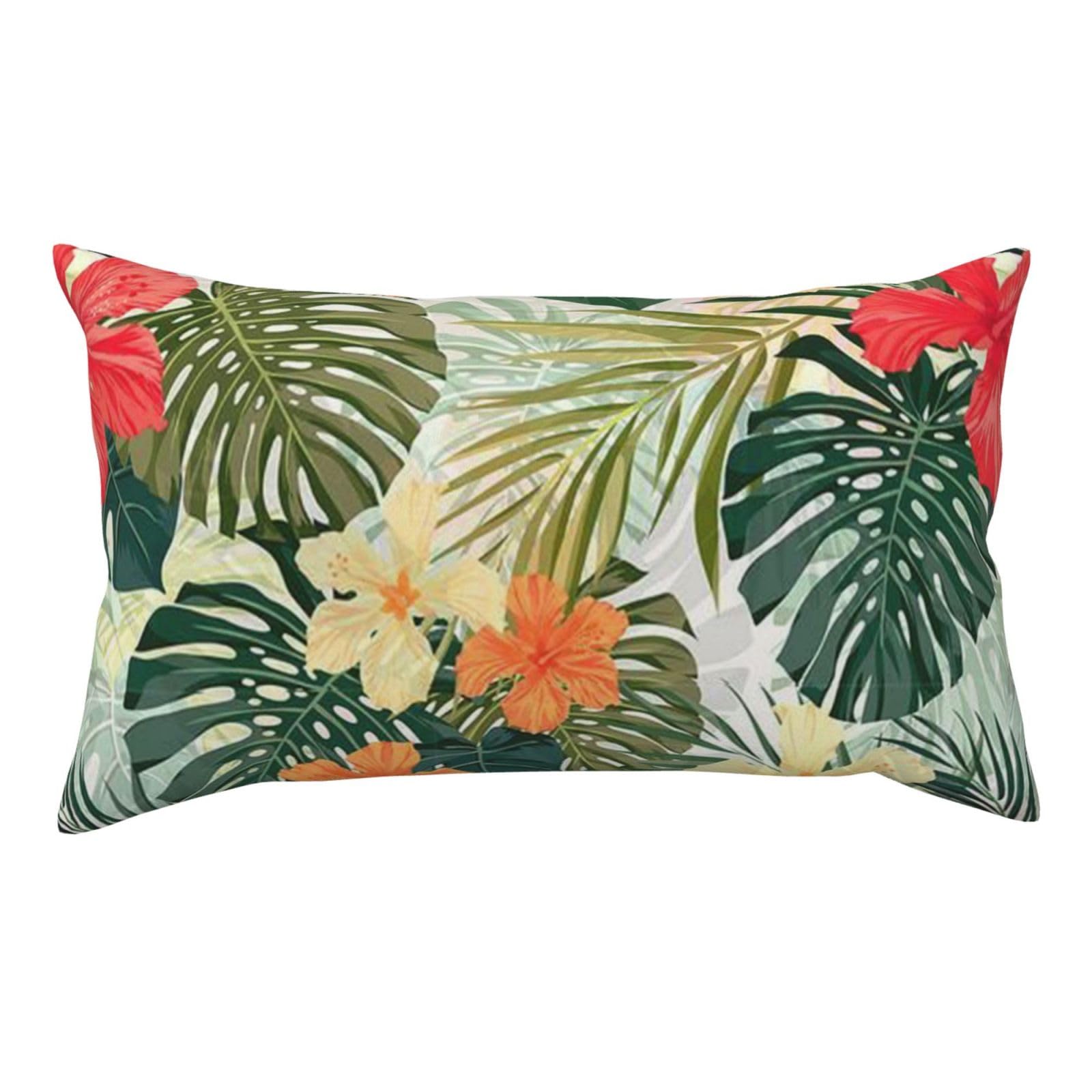 YFSGDLBN Vegetation Leaves with Hibiscus Flowers printed Pillow Case 20x36in decorative pillowcase Cushion Cover