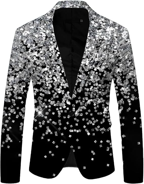 Generisch Sequin Jacket Men's Glitter Suits Jacket Men Long Sleeve Slim ...