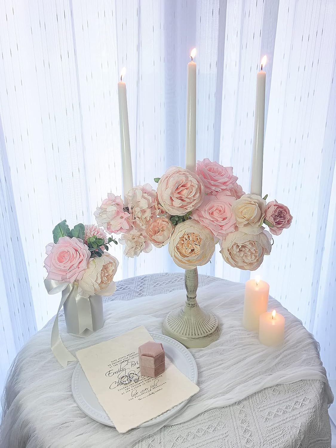 Peonies Artificial Flowers Pink Silk Roses Bulk for DIY Wedding Bouquet Bridal Shower Decorations Fake Floral Arrangements Party Table Centerpieces Home Decor Indoor Blush Peach Box 20pcs - Image 7