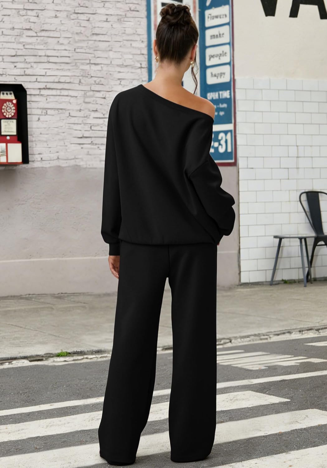 MNLYBABY Los Angeles New York 2 Piece Set Women Outfit Off Shoulder Sweatshirt With Matching Leg Pant Casual - Image 5