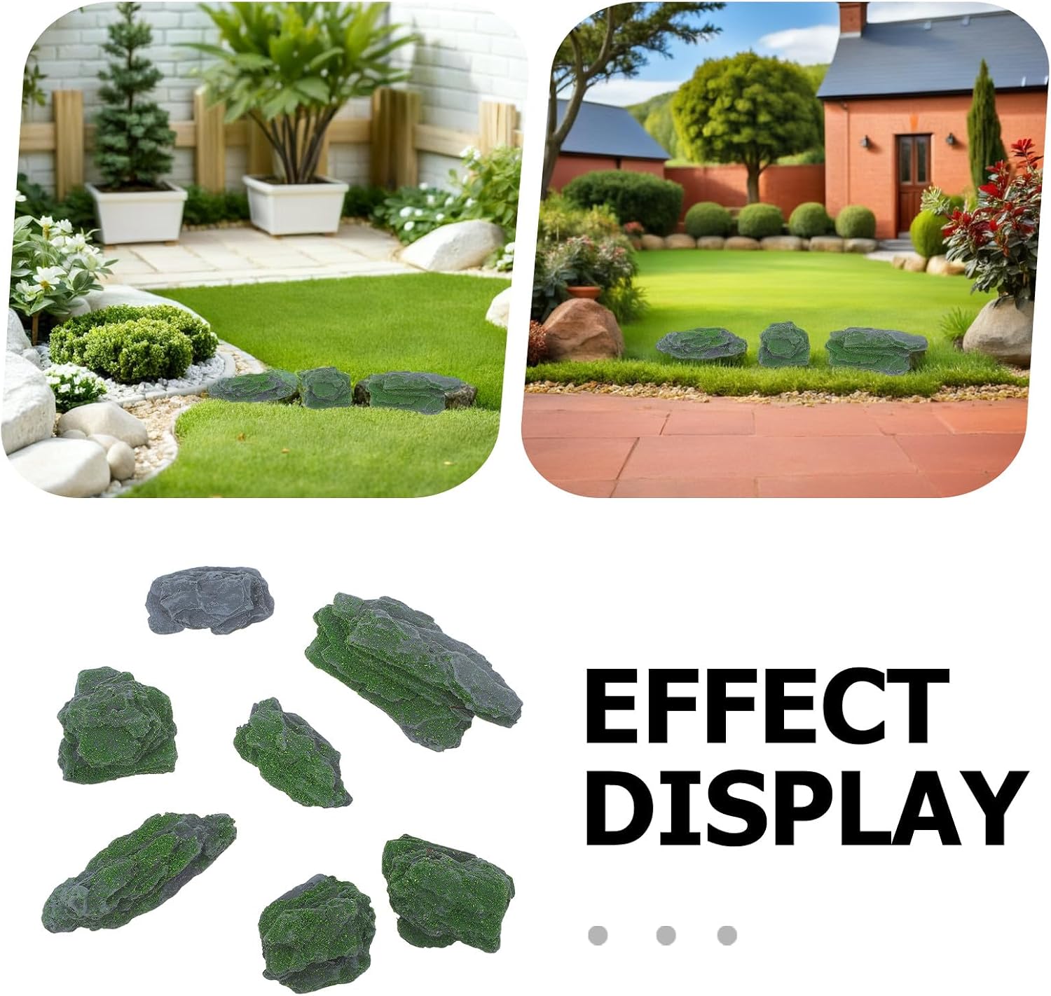 7pcs Miniature Moss Rocks | Artificial Fake Stones for Fairy Garden and Sand Table | Decorative Landscape Rocks for Aquarium, Fish Tank
