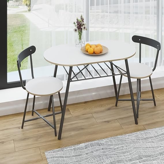 Portable 2 Person Kitchen Garden Table Chair Set White 1466