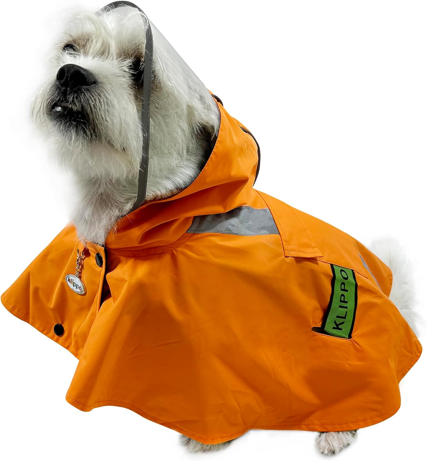 Klippo - Clear View Poncho Raincoat with Reflective Stripes for Small Dogs/Puppies (Large)