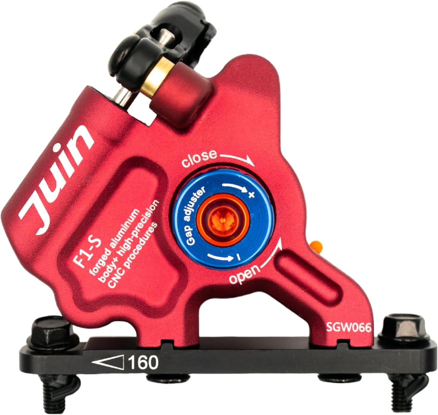 Juin F1-S Hybrid Hydraulic Disc Brake Caliper, Mechanical/Hydraulic Disc Brake Kit, Red