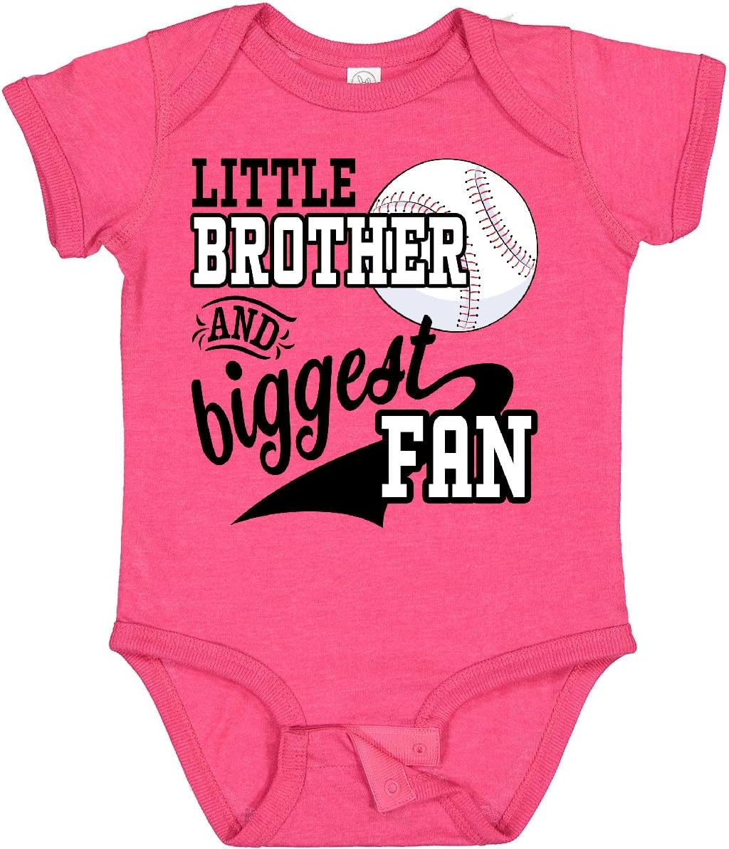 inktastic Little Brother and Biggest Fan- Baseball Family Fan Baby Bodysuit