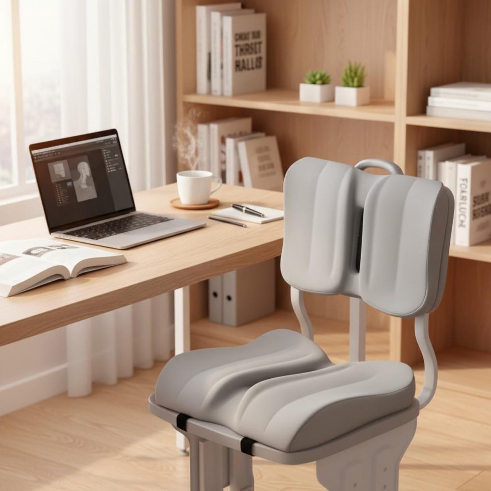 Studentensitzkissen Ergonomisches Sitzkissen Keilkissen Stuhlkissen mit Körpergerechter zur Förderung Einer Aufrechten Sitzhaltung Und Weniger, Blue Gray