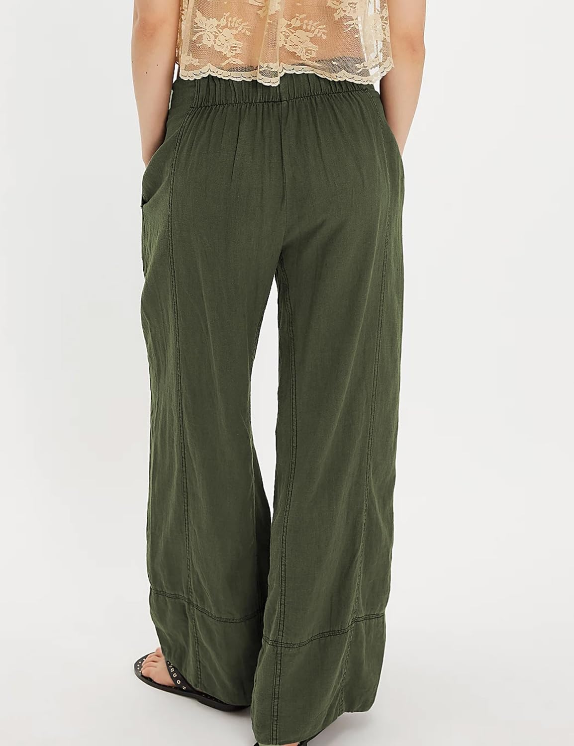 Linen Pants for Women Wide Leg Long Lounge Trousers image 4