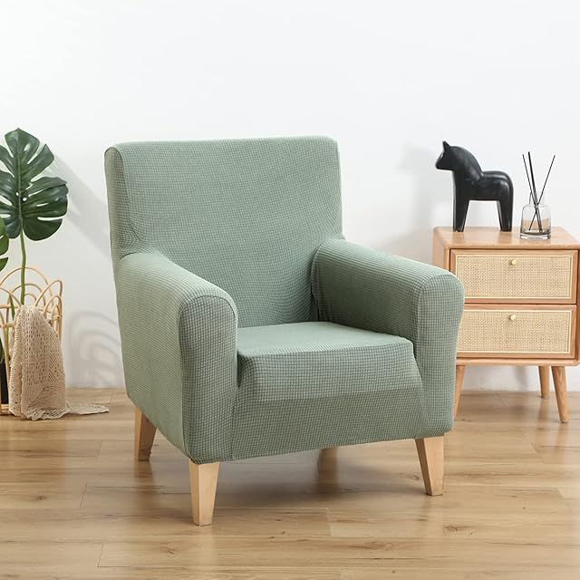 Qelus Banquet Armchair Slipcovers Chair Cover,Tub Chair Covers High Stretchy Sofa Furniture Protector,Removable Couch Covers for Living Room Home DecorationGreen