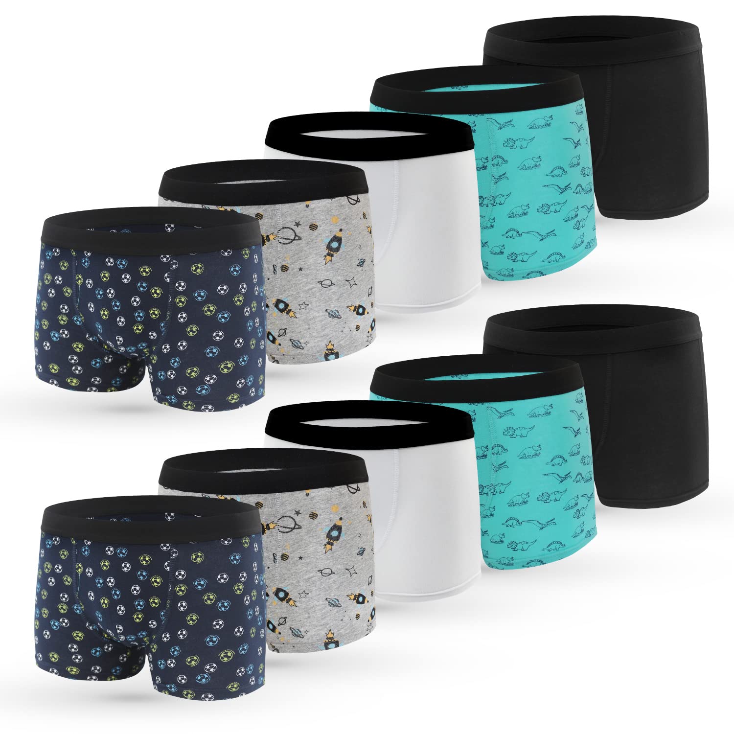 L&K-II 10er Pack Boxershorts Jungen Baumwolle Kinder Unterhosen Jungen Unterwäsche Atmungsaktiv Bequem Für Teenager & Kinder Unterhosen Jungs 134 bis 176