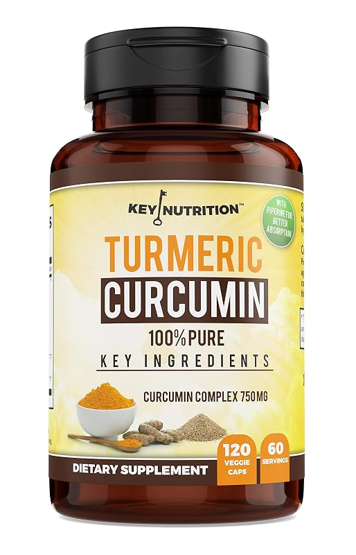 Key Nutrition Suplemento de Cúrcuma com Complexo de Curcumina e Piperina 750 mg 120 cápsulas
