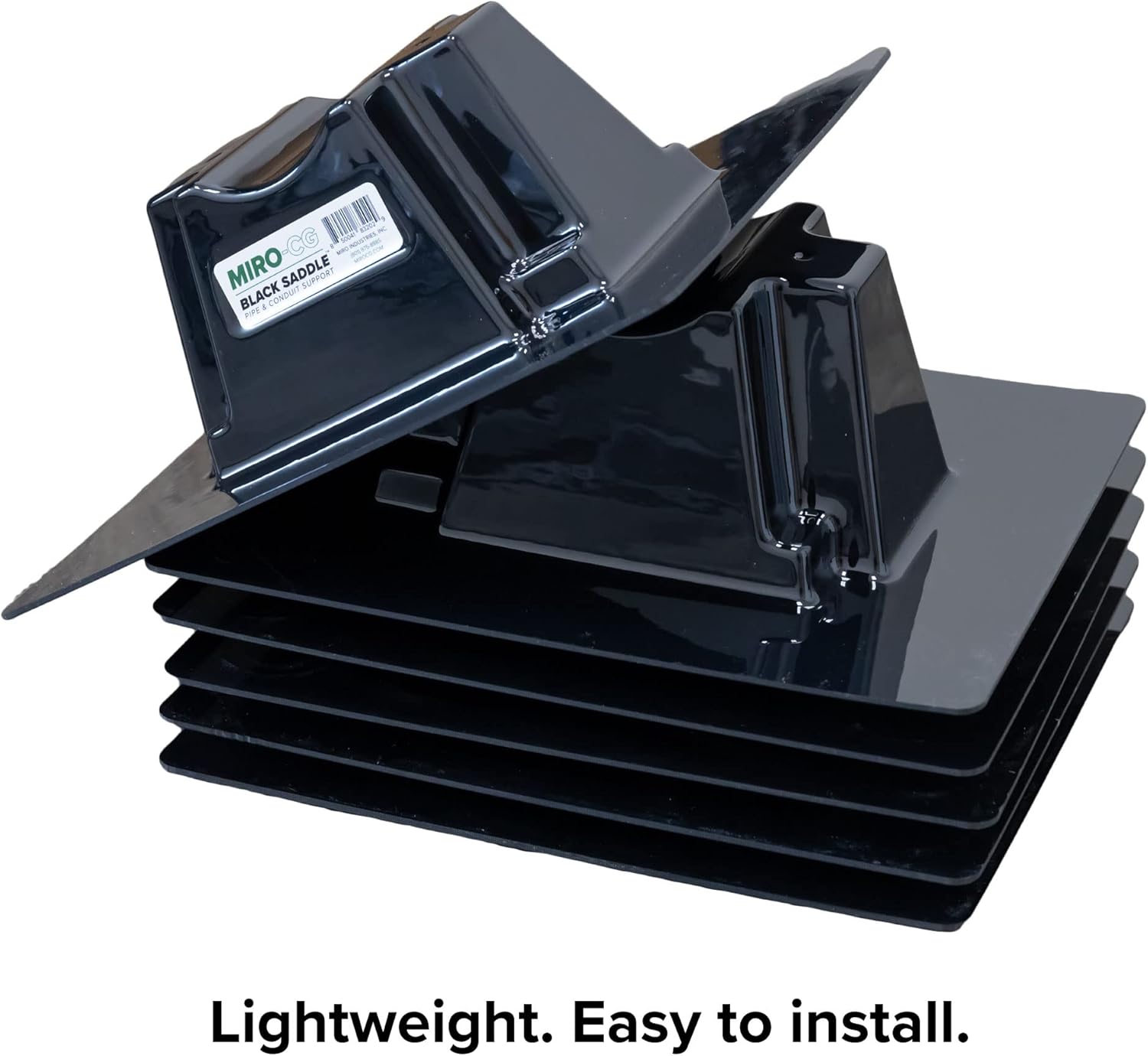 6-Pack Black Saddle Rooftop Pipe Support - Made in USA Pipe Support Stand for up to 3.5" Pipes - Tested to Withstand up to 2000 lbs - Weather-Resistant Polycarbonate Roof Blocks for Conduit