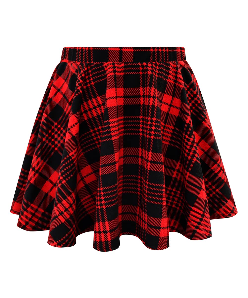 RITERA Plus Size Basic Versatile Stretchy Elastic Waist Flared Casual Mini Skater Skirt/Pleated Plaid Skirt for Women XL-5XL
