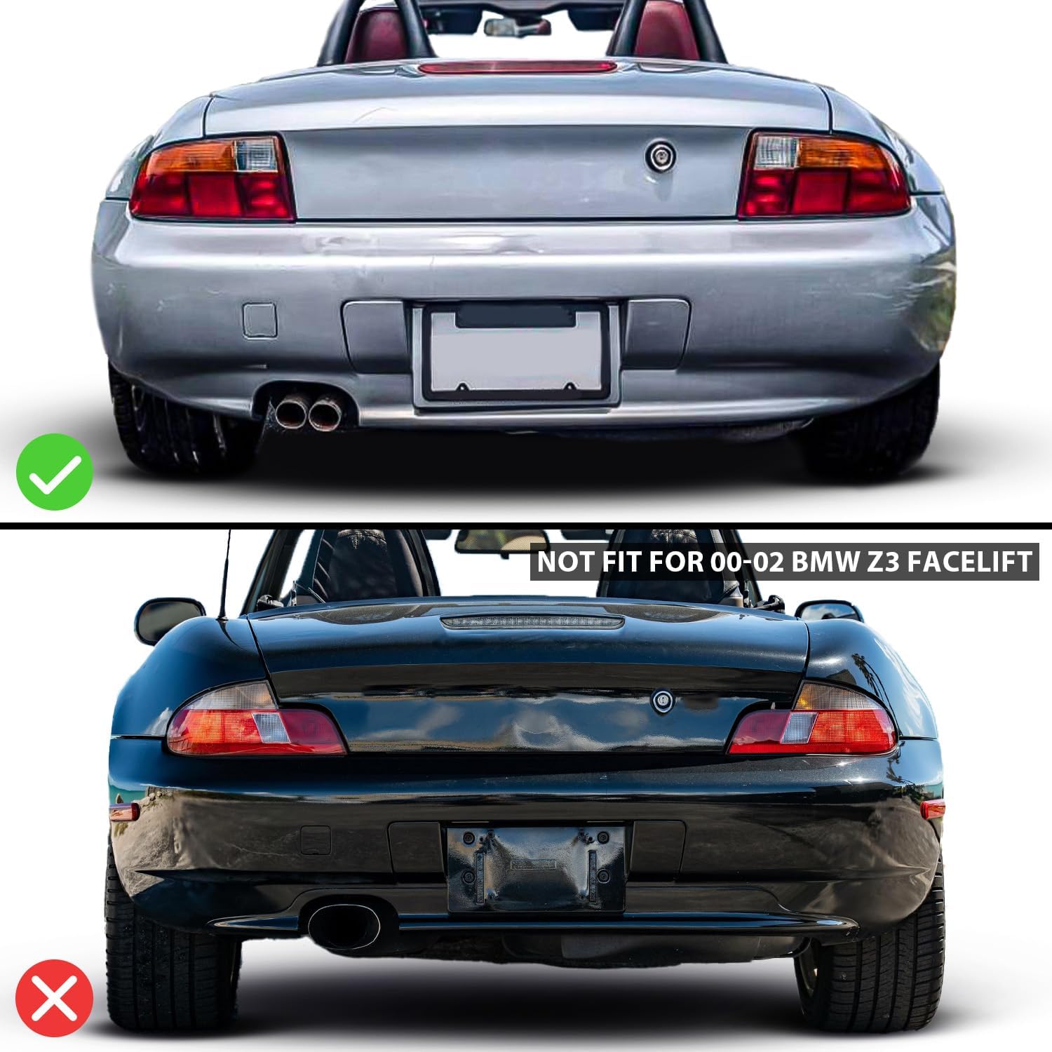 AmeriLite Red/Clear Replacement Taillights for 1996-1999 BMW Z3 2 Door Roadster - Passenger and Driver Side