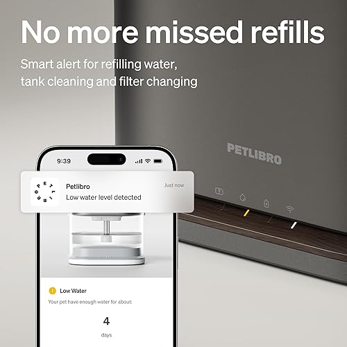 Miniatura 5 de PETLIBRO Fuente de agua para gatos mejorada, fuente inalámbrica para gatos, funciona con pilas, monitoreo de aplicaciones, 3L101 onzas, Dockstream 2