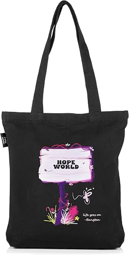 UpTown Folks BTS Tote Bag, Hope World tote bag, tote bags for girls with zipper and pocket, tote bag for women, 16 * 14in