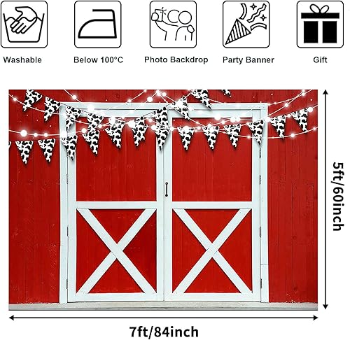 Miniatura 2 de Avezano Decoraciones de fiesta de granja, telón de fondo de puerta de granero, temática de animales de granja, pancarta para fiesta de cumpleaños,