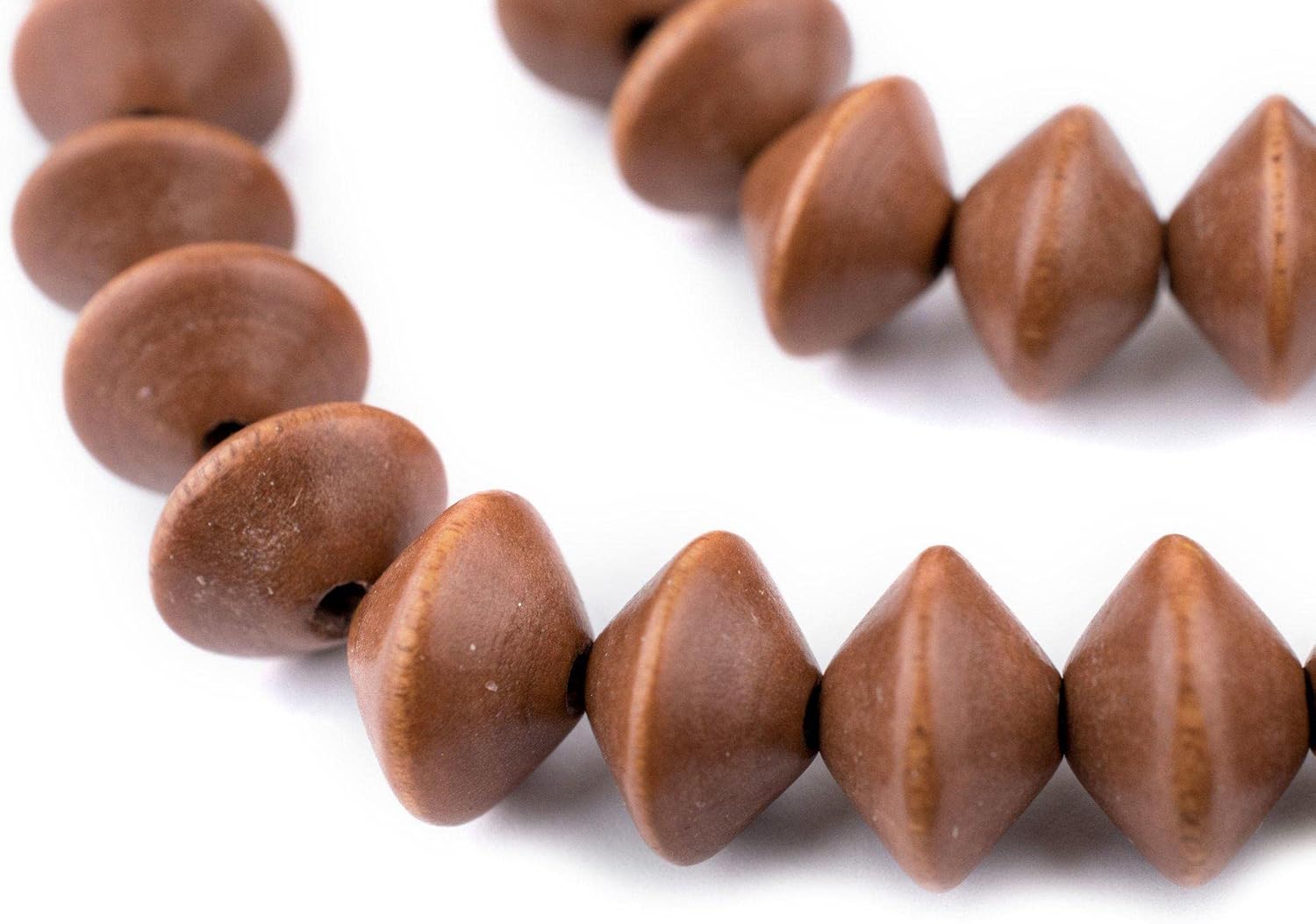 The Bead Chest White Bicone Natural Wood Beads (10x15mm): Organic Eco-Friendly Wooden Bead Strand for DIY Jewelry, Crafts, Necklace and Bracelet Making