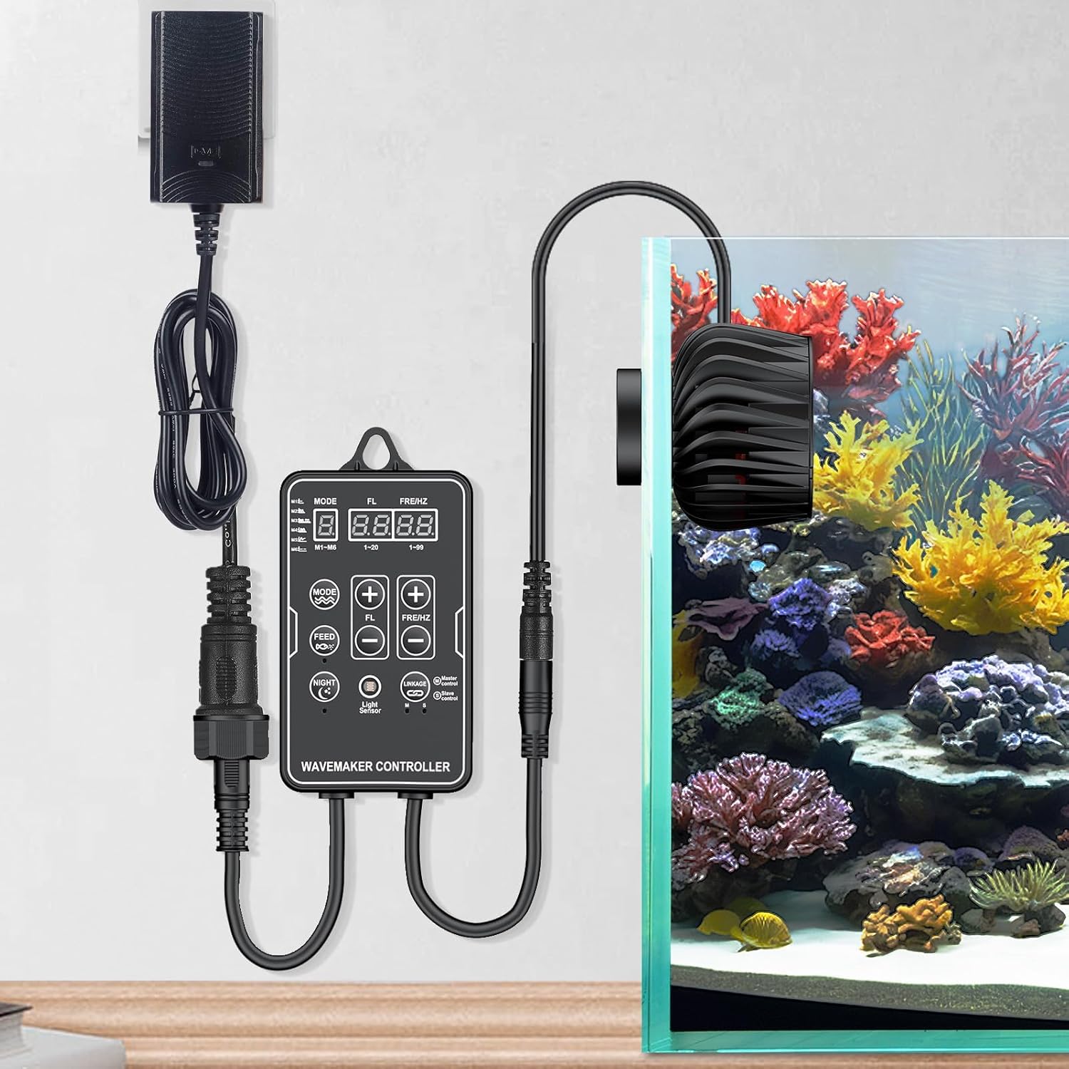 Pawfly Wave Maker for Aquariums 2100 GPH, Aquarium Powerhead DC 24V 10W, Aquarium Circulation Pump With Magnetic Base, Wavemaker for 30-80 Gallon Freshwater Saltwater Tank