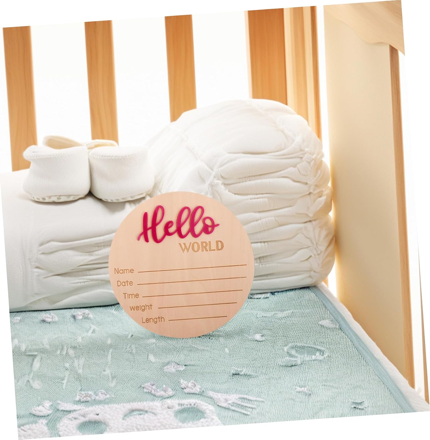 4pcs Wooden Birth Announcement Sign Cards Names for Newborn Shower Decor Birth Announcement for Nursery