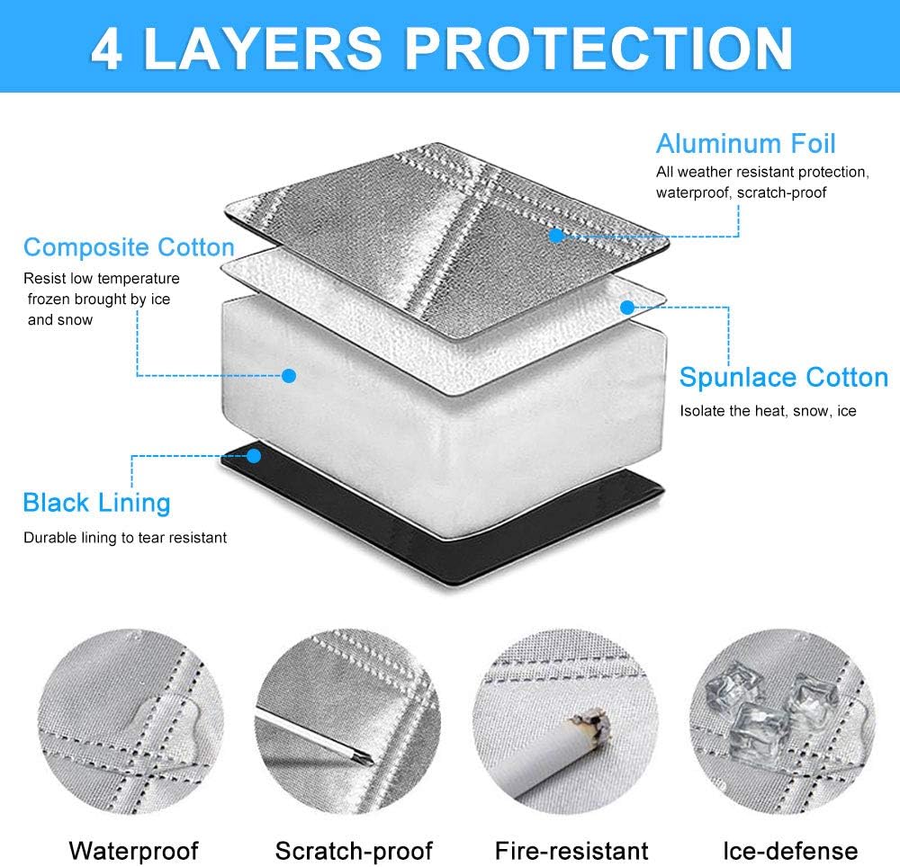 U UBEGOOD Car Windshield Snow Ice Cover, Car Windshield Protection for Snow, Ice, Sun, Frost Defense, 4 Layers Windshield Winter Cover Fits for Most Standard Cars & CRVs