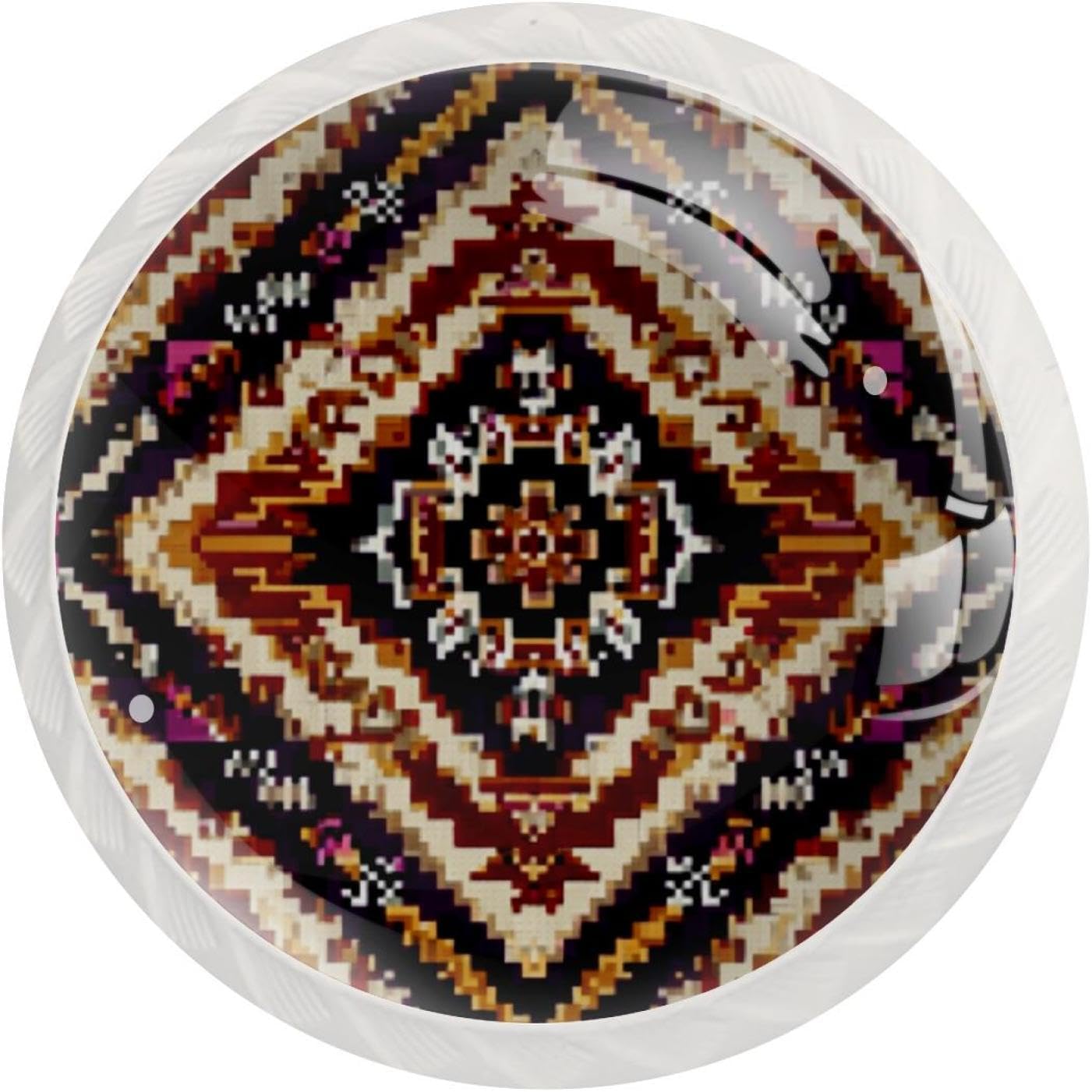 Black Base Retro Boho Aztec Pattern (2) Pattern Cabinet Knobs, Drawer Pulls for Dresser Cupboard Wardrobe Home Decoration