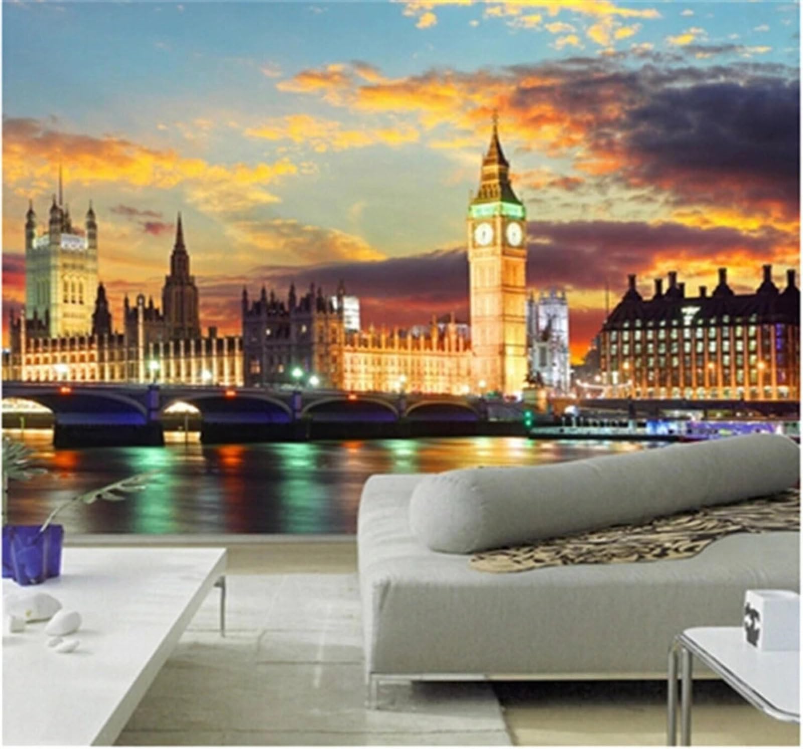 Xlming 250Cm×170Cm(B×H) Beautiful Architecture Bridges Rivers Night Scenes 3D Wallpaper Luxury Home Dining Decor Paste Sofa Living Room The Wall For Bedroom Mural-250Cm×170Cm