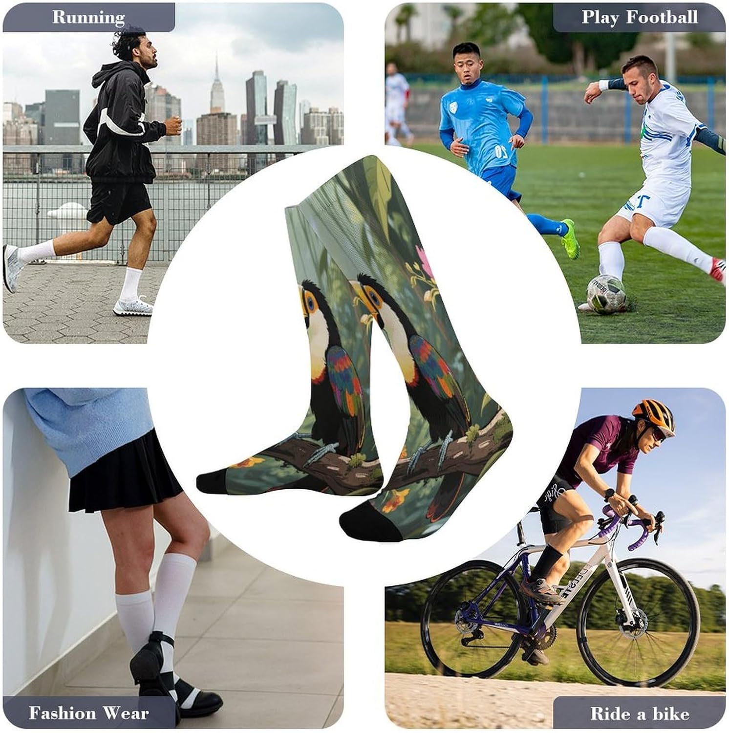 Toucan in The Rainforest Compression Sock Breathable Support Socks Lightweight Knee High Tube Socks for Women Men