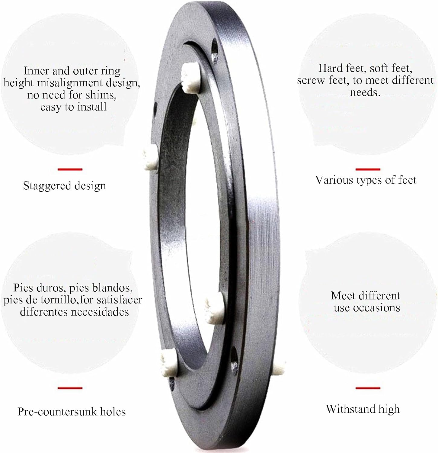 Aluminium Alloy Dining Table Turntable Base Misplaced Lazy Susan Turntable Low Sound Rotating Turntable High Load Bearing with Foot Pads(30cm/11.8")