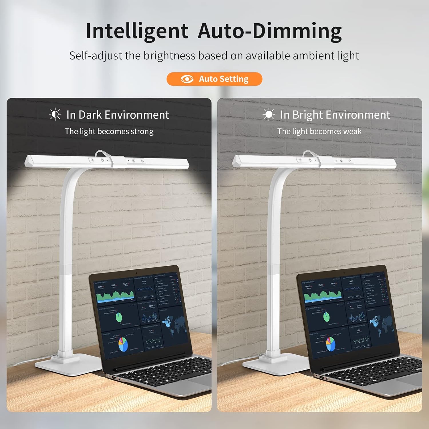 KableRika LED Desk Lamp, Architect Desk Lamps for Home Office, 12W Bright Modern Tall Table Lamp with Base, Dimmable&6 Color Modes, Auto-Dimming for Office Desk Lighting, Workbench, Monitor, Crafting: Tools & Home Improvement