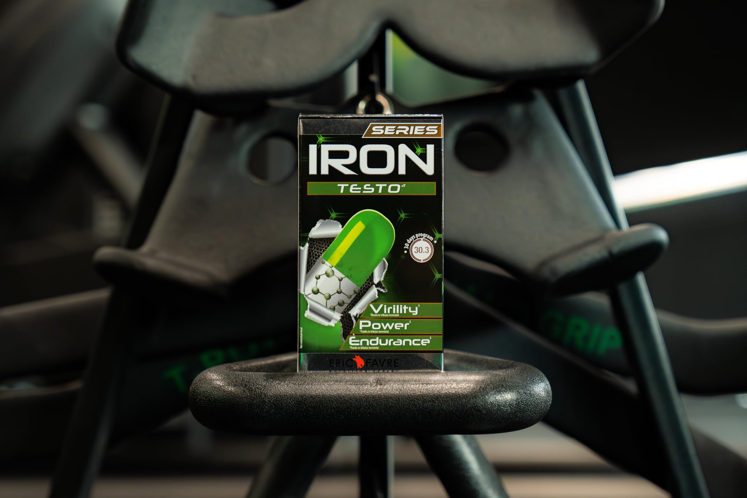 IRON TESTO - Booster de Testostérone - Virilité, Puissance, Endurance - Formule Complète avec Tribulus Terrestre, Maca et Ginseng - Sans Nano-Particules - 90 Gélules - Eric Favre