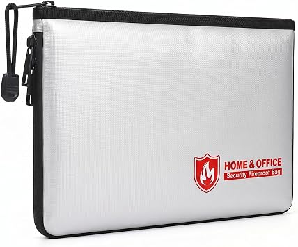 Fireproof Document Bag3000F,Waterproof Fireproof Money Bag for Cash with Zipper, Important Document Storage Organizer for Valuables, Legal Documents Safe18x 11