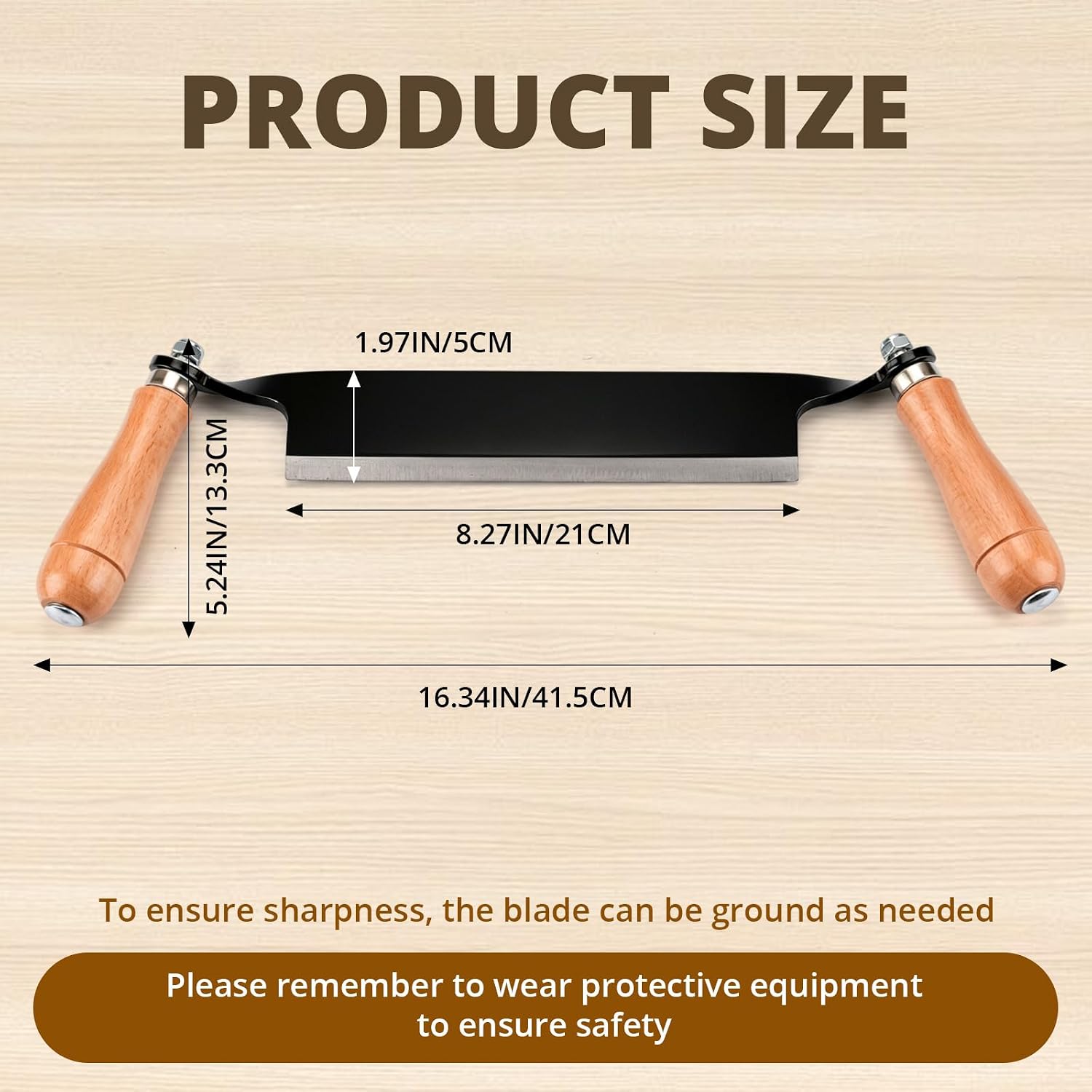 8 Inches Draw Knife Debarking Tool for Woodworking, Straight Draw Shave Knife Wood Carving Hand Tool for Tree Bending Broach Peeling, Whittling, Shaping, Detailing, Stripping