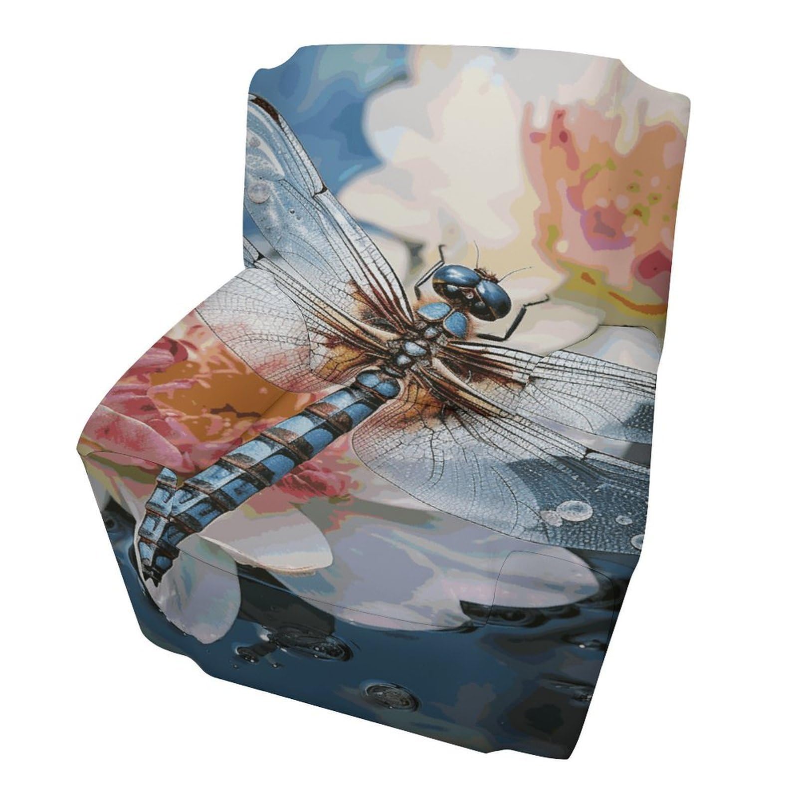 Fodpand Style Dragonfly Lotus Sofa Cover Soft 1 Seater Sofa Slipcover For Pets Washable,Couch Cover With Elastic Straps Furniture Protector