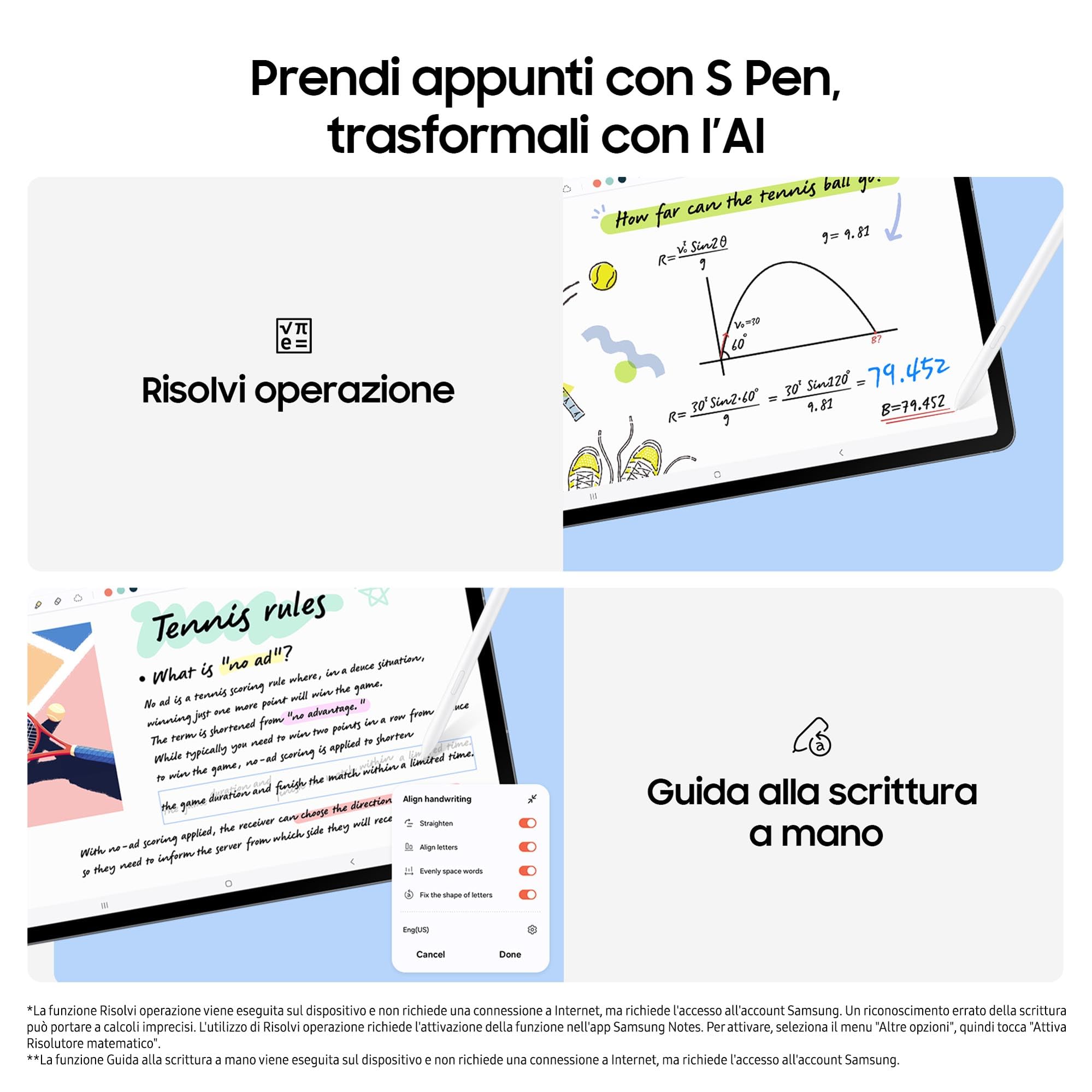 Samsung Galaxy Tab S10 FE+, 3 anni di garanzia, Android Tablet, Display 13.1"LCD, Wifi, RAM 8GB, 128GB, 10.090 mAh, S Pen, Android 15, IP68, Gray [Versione italiana]