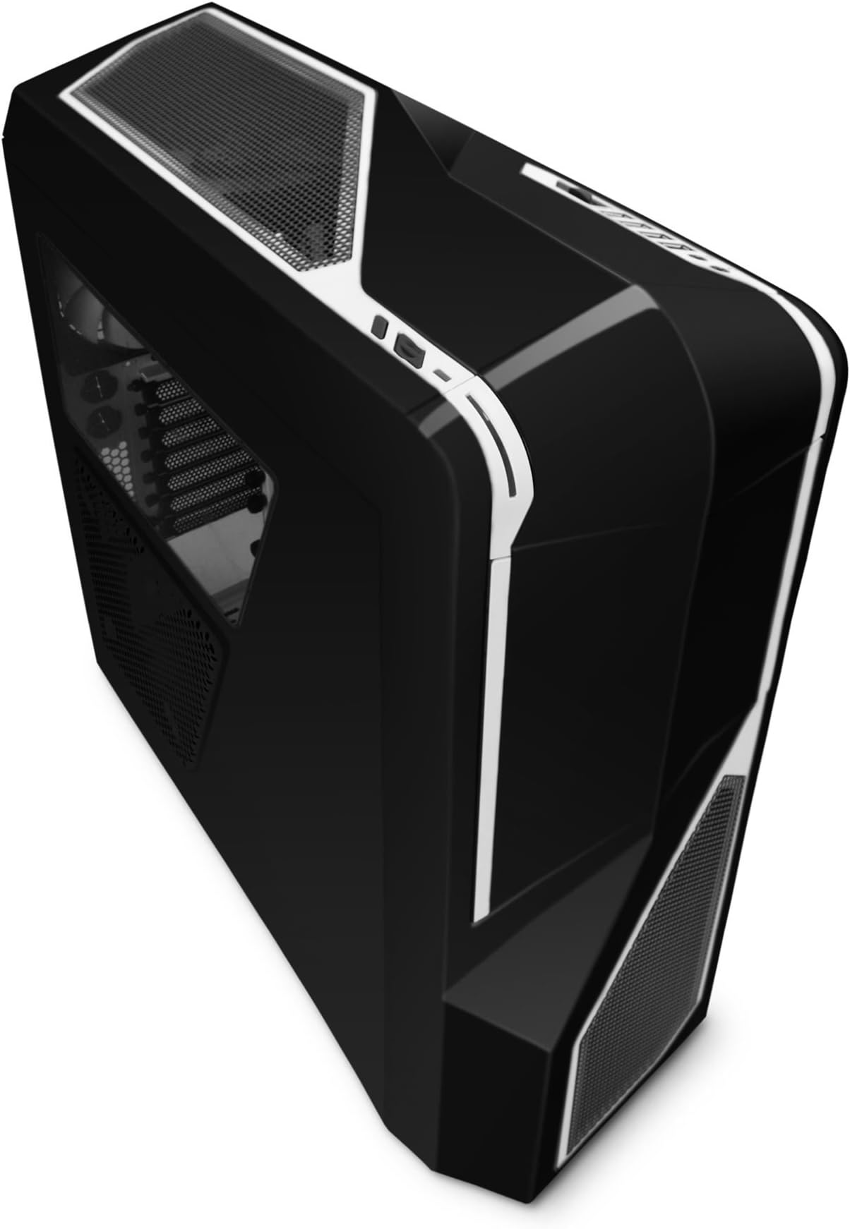 NZXT Phantom 410 Black with White Trim - Mid Tower Gaming PC Case, Upto ATX, 1x 140mm Fan, 2x 120mm Fan - CA-PH410-B2