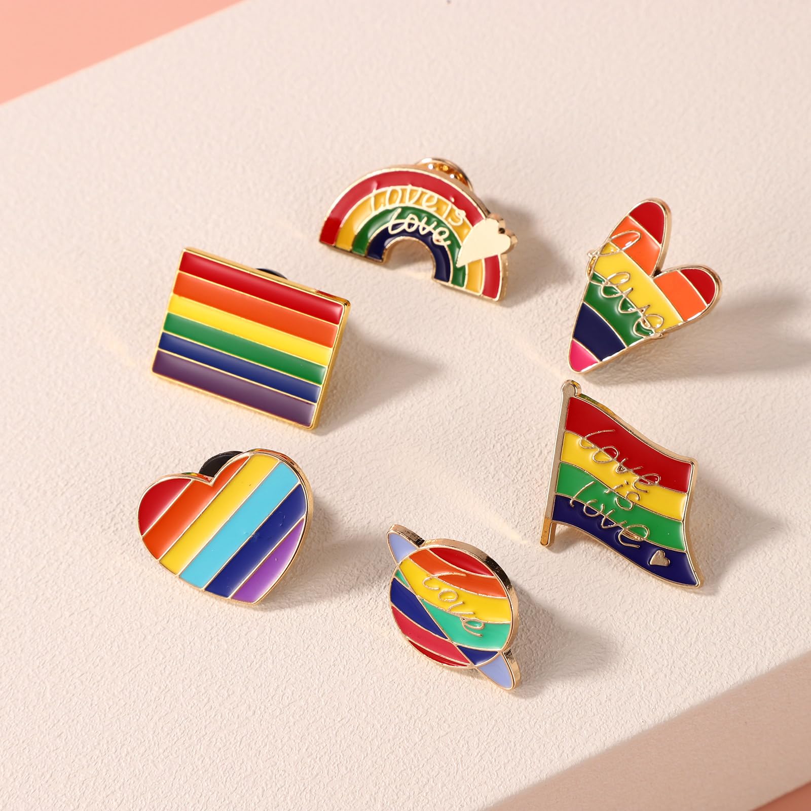 Mikovivi 6szt Przypinki LGBT Pride, Tęczowa Flaga Przypinka Progress Pride Lapel Broszka Progressive Miłość to Miłość Przypinki Lesbijki Transseksualne Biseksualne Geje Dekoracje na Ubrania Torby