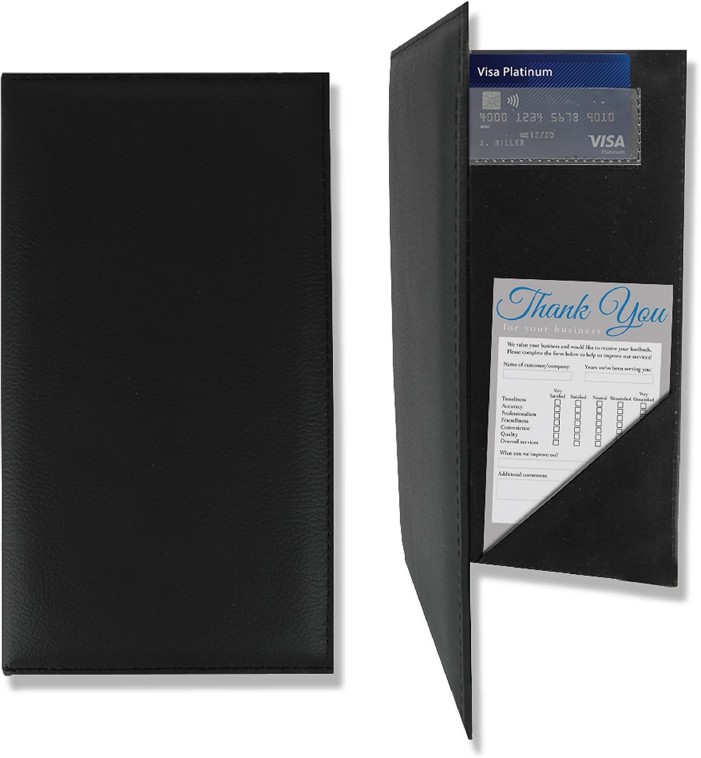 BankSupplies Leatherette Guest Check Presenters for Restaurants Set of 20 Water-Resistant Server Books with Credit Card and Side Pockets 5.5 x 10 Inches