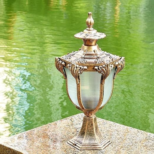 GUOCC Creative European Retro Die cast Aluminum Anti Rust Column Lamp Outdoor Waterproof Garden Fence Glass Lantern Pillar Light Courtyard Landscape Park Decorative Post Light Lights Fixture photo 2