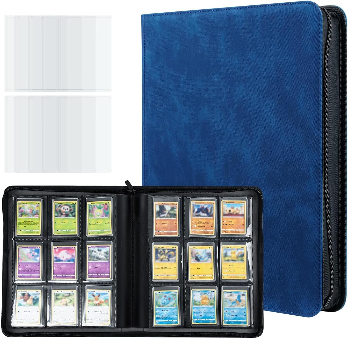 Tolesum Raccoglitore Carte 3"x4" Toploader,9 Pagine Può Contenere 216 Carte Album per Collezionabili con 10 Toploader, Libro Porta Carte Adatto per Magic, YuGi Oh, MTG-Blu