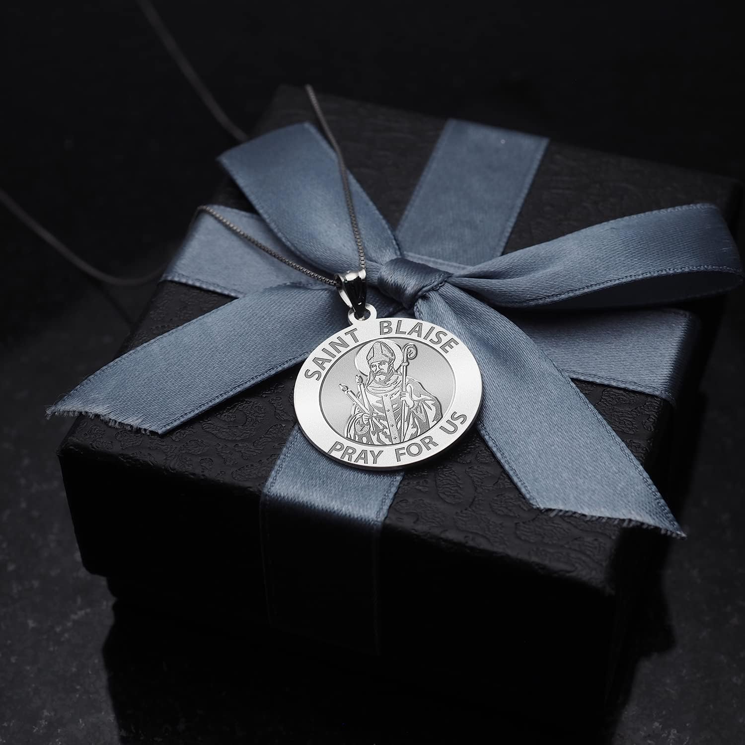 PicturesOnGold.com Saint Blaise Religious Medal - 3/4 Inch Size of a Nickel -Sterling Silver