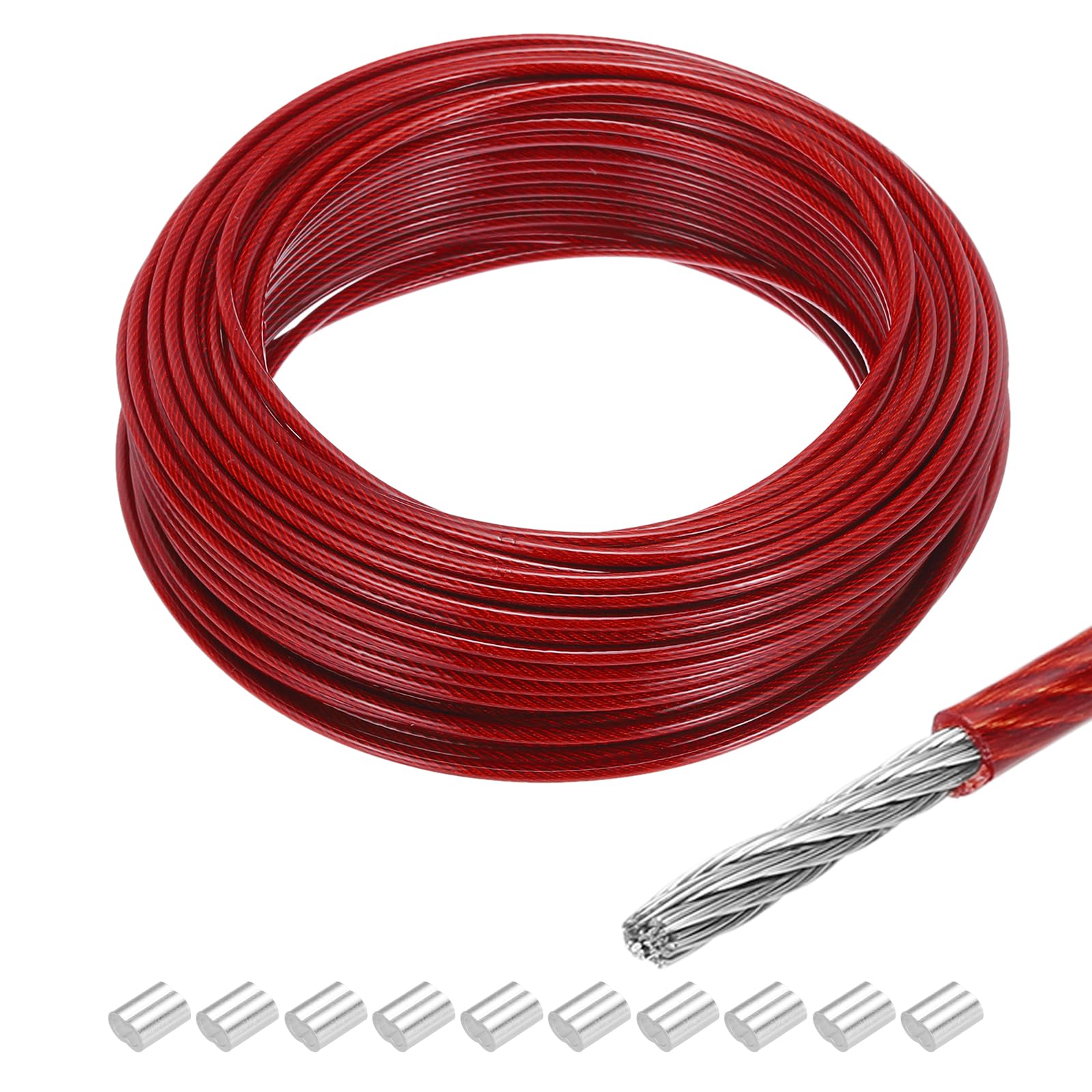 MECCANIXITY Cavo Acciaio Rivestito PVC 4mm X 30m - Con Manicotti M5