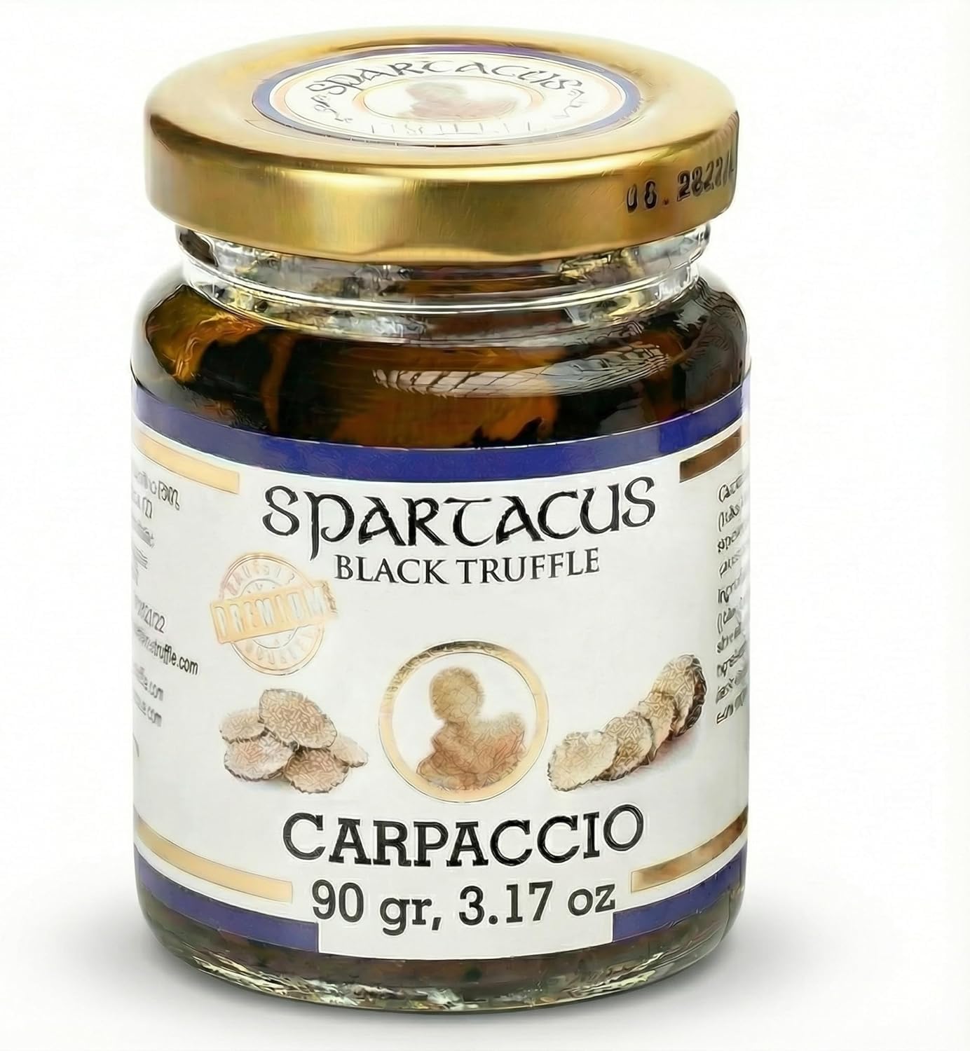 Spartacus Truffle Carpaccio de Truffe Noire 90 g sans arôme ajouté | Pot 90 g de lamelles de truffe d'été, tranche fine à parsemer, végétalien, coffret gourmand
