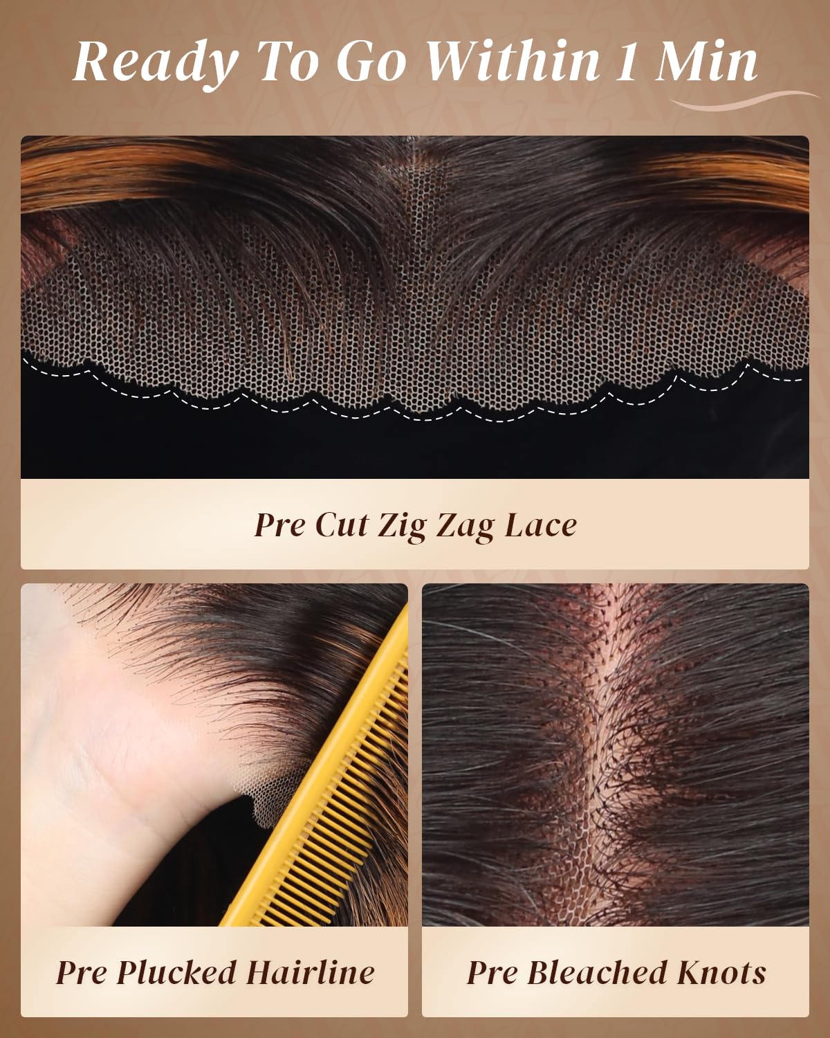 Arabella Highlight Wear and Go Glueless Wigs Human Hair Pre Plucked Pre Cut 1B30 Omber Deep Curly Wig 5x6 HD Lace Closure Wigs Bye Bye Knots Curly Wave Glueless Wig for Women Beginner Friendly 24 inch