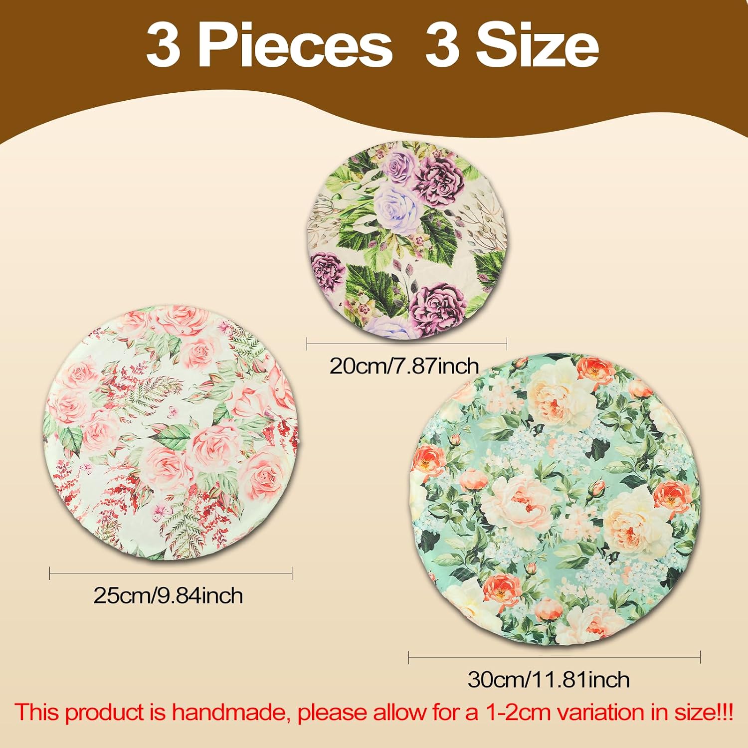 SUPERNIGHT 3PCS Reusable Beeswax Bowl Covers, 8/10/12 Inch Bowl Covers for Bread Proofing, Elastic Cotton Cloth Sourdough Bread Cover, Dough Proofing & Food Storage, Durable