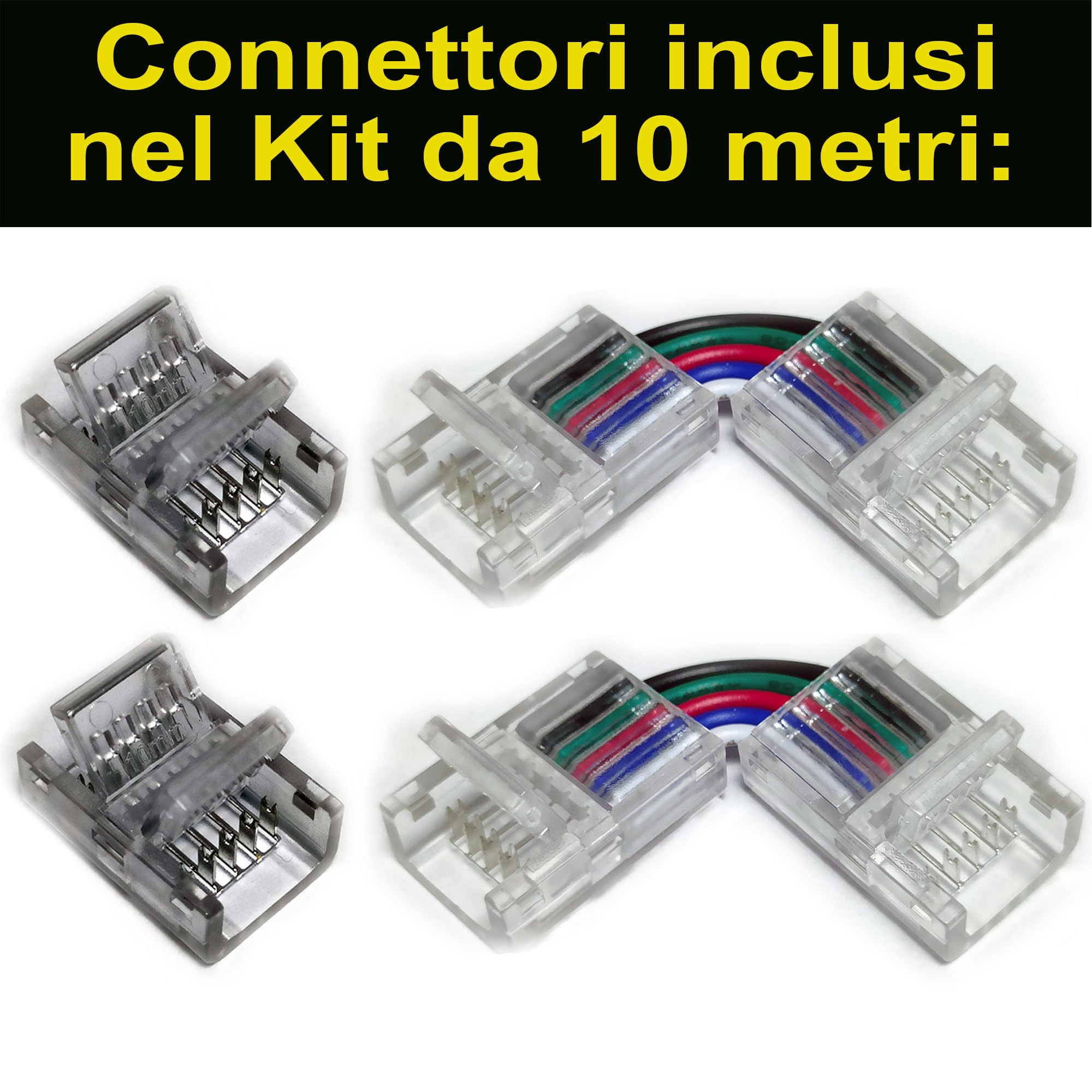 Kit da 10 metri (2 Bobine+1 trasformatore da 200w +1Controller) RGB + Bianco Freddo, 480+480Led, 96+96Watt, 8.000+8.000 Lumen 12V RGBW. Striscia Led Strip ip20