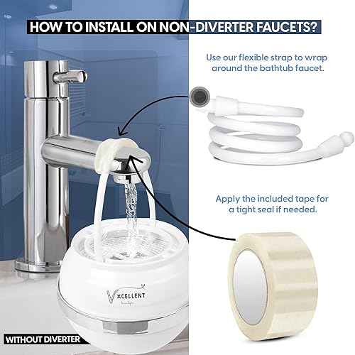 Miniatura 5 de VXCELLENT - Filtro de agua para bañera de 8 etapas, elimina el cloro y las impurezas, vitamina C + filtración de carbono, de larga duración, 5,000