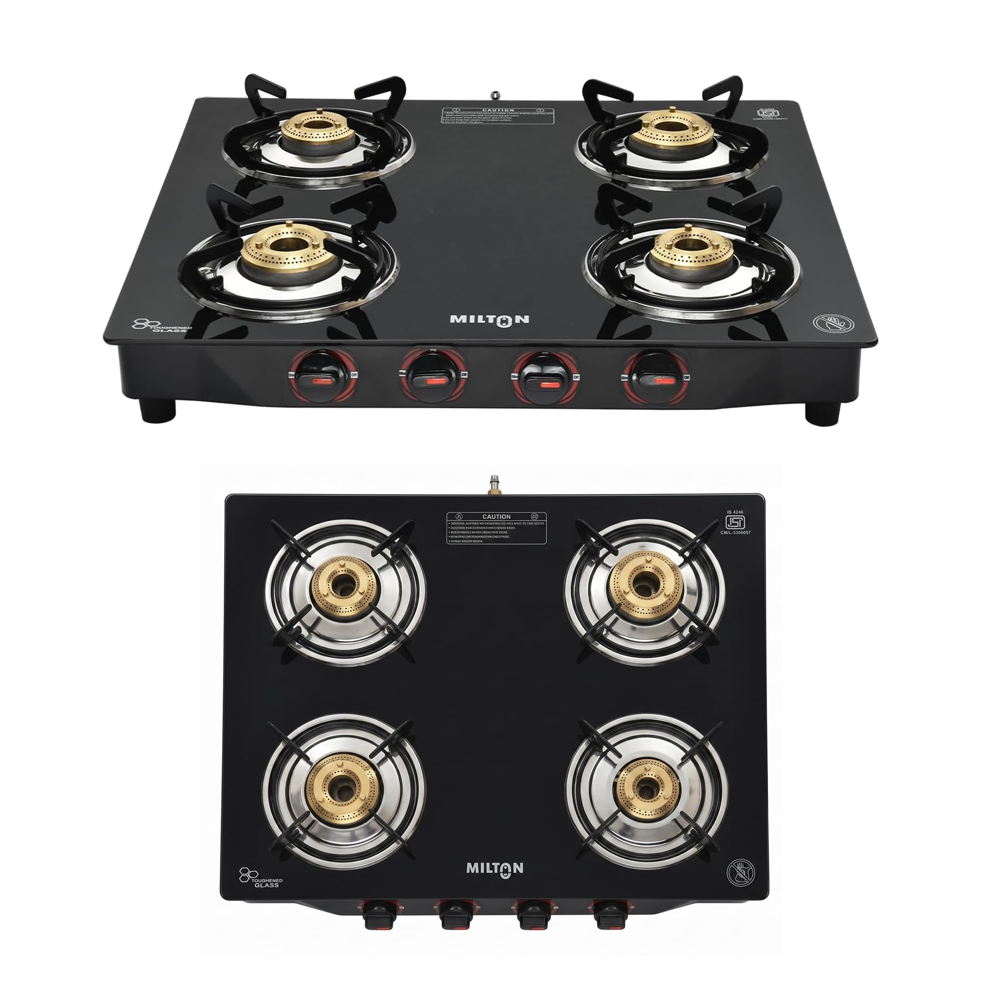 Milton 4 Burner Gas Stove - Black Glass Top -1 Milton 4 Burner Gas Stove - Black Glass Top -1