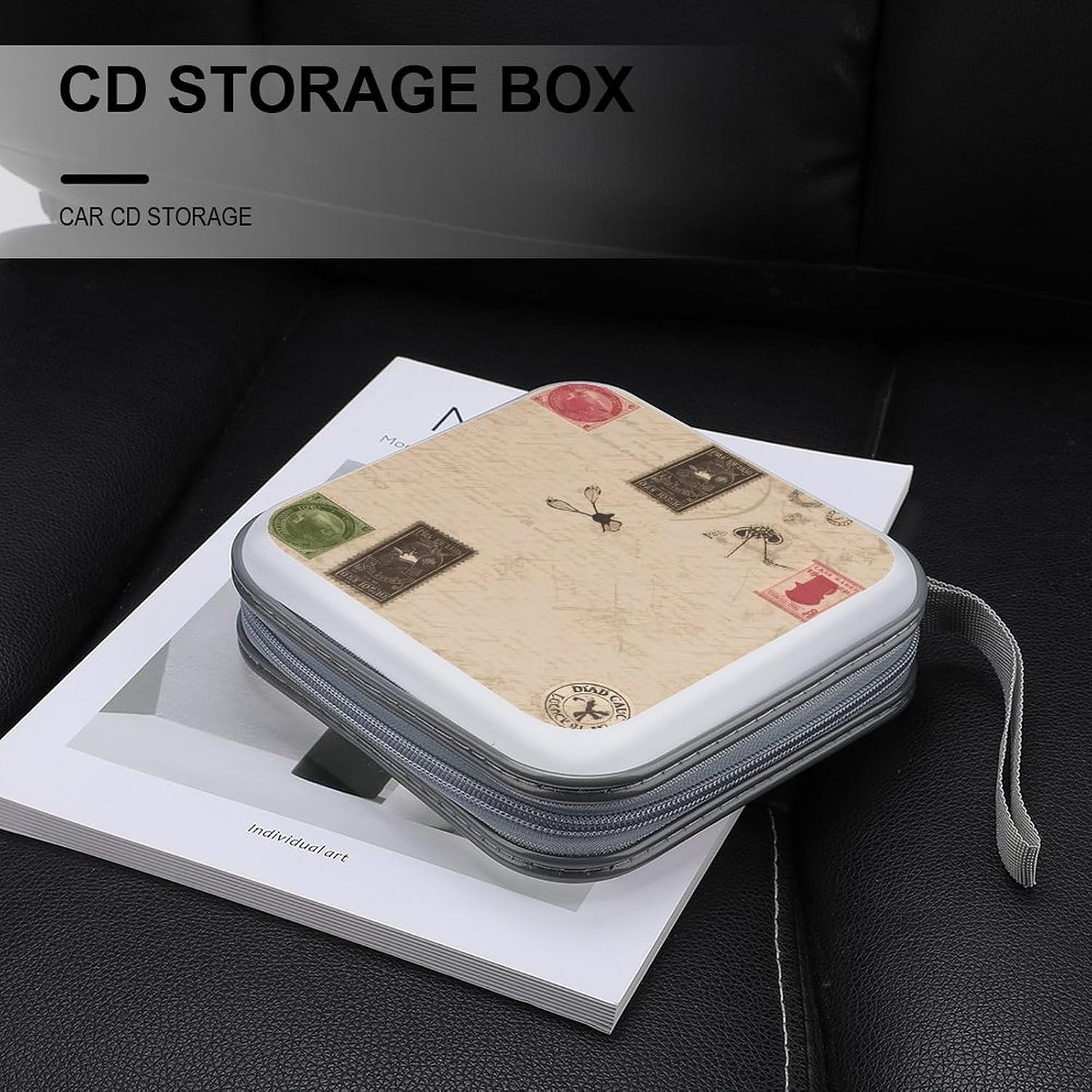 Old Fashioned Mail CD Case Holder 40 Capacity DVD Case Wallet Portable Hard Plastic Disc Cases Storage Binder Large Storage Disc Wallet Bag with Zippers for Car Home Office Travel image 5