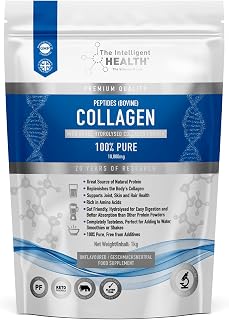 The Intelligent Health Hydrolyzed Collagen Peptides Powder, Grass Fed, High Protein, Unflavored, Gluten-Free, Paleo & Keto Friendly, 10g per Serving (1kg) Supports Skin, Hair, Nails, Joints, & Bones